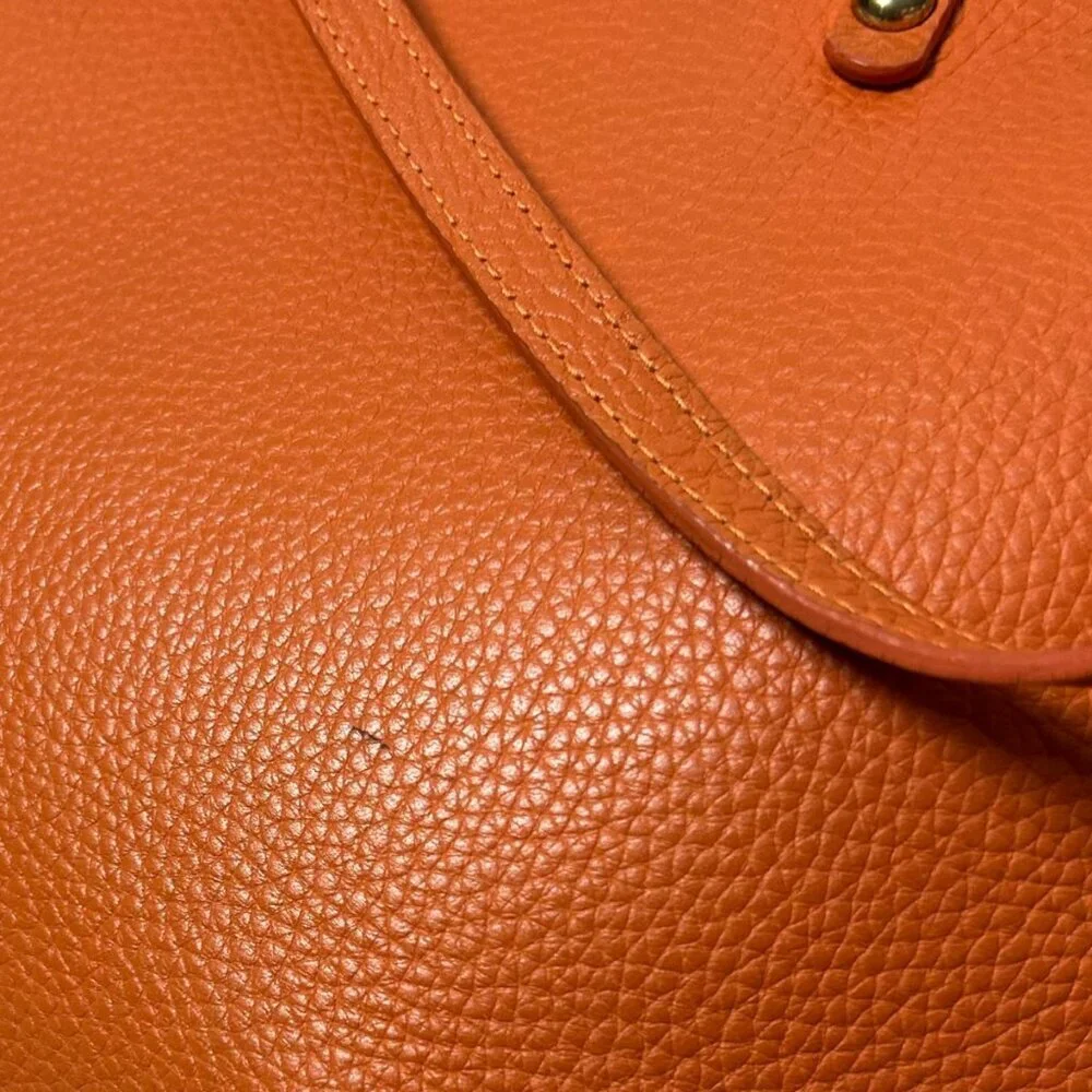 Gigi New York Orange Rust Leather Taylor Tote Bag Gold Hardware